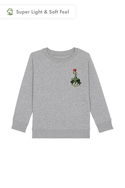 Grey Girls Floral Sweatshirt, Medium-weight, from organic cotton blend