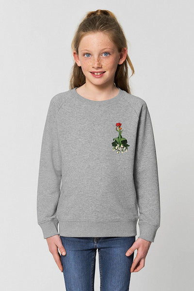 Grey Girls Floral Sweatshirt, Medium-weight, from organic cotton blend