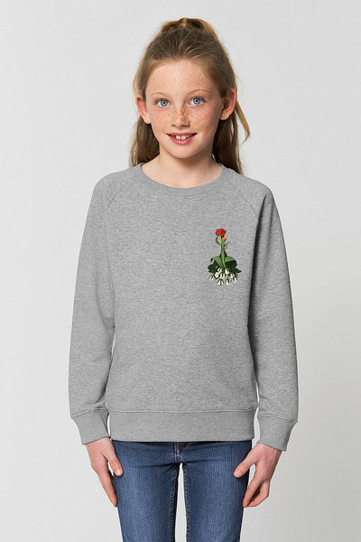 Grey Girls Floral Sweatshirt, Medium-weight, from organic cotton blend