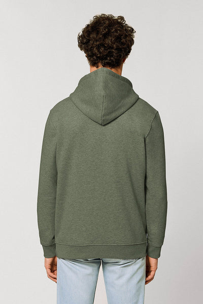 Khaki Orange Bicycle Printed Hoodie, Heavyweight, from organic cotton blend, Unisex, for Women & for Men