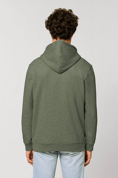 Khaki Orange Bicycle Printed Hoodie, Heavyweight, from organic cotton blend, Unisex, for Women & for Men