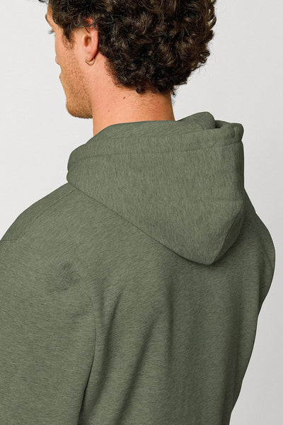 Khaki Orange Bicycle Printed Hoodie, Heavyweight, from organic cotton blend, Unisex, for Women & for Men