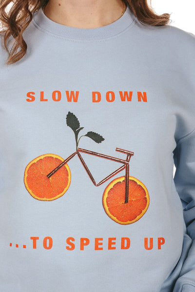 Light blue Orange Bicycle Graphic Sweatshirt, Heavyweight, from organic cotton blend, Unisex, for Women & for Men