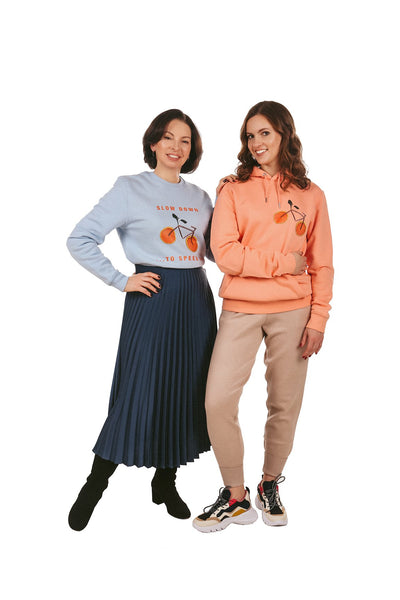 Light blue Orange Bicycle Graphic Sweatshirt, Heavyweight, from organic cotton blend, Unisex, for Women & for Men