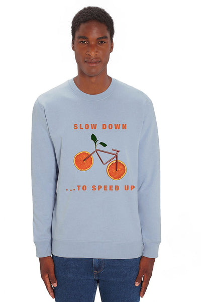 Light blue Orange Bicycle Graphic Sweatshirt, Heavyweight, from organic cotton blend, Unisex, for Women & for Men