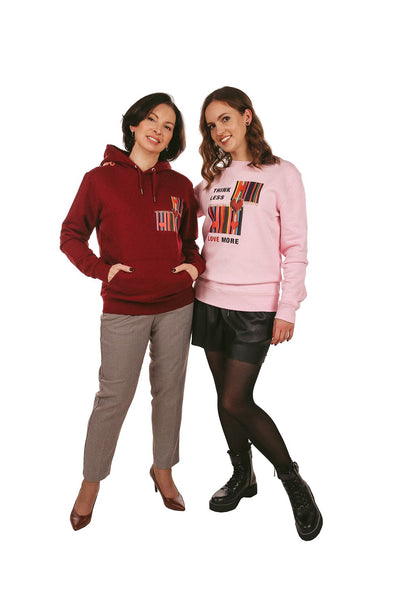 Burgundy Love Heart Graphic Hoodie, Heavyweight, from organic cotton blend