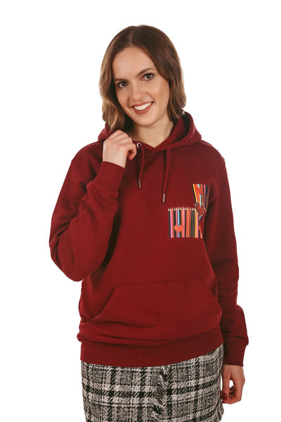 Burgundy Love Heart Graphic Hoodie, Heavyweight, from organic cotton blend