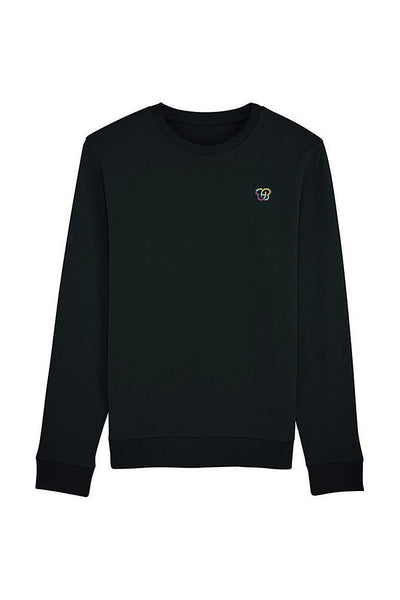 Black BHappy Logo Basic Sweatshirt, Medium-weight, from organic cotton blend, Unisex, for Women & for Men