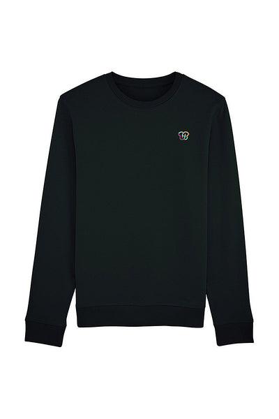 Black BHappy Logo Basic Sweatshirt, Medium-weight, from organic cotton blend, Unisex, for Women & for Men