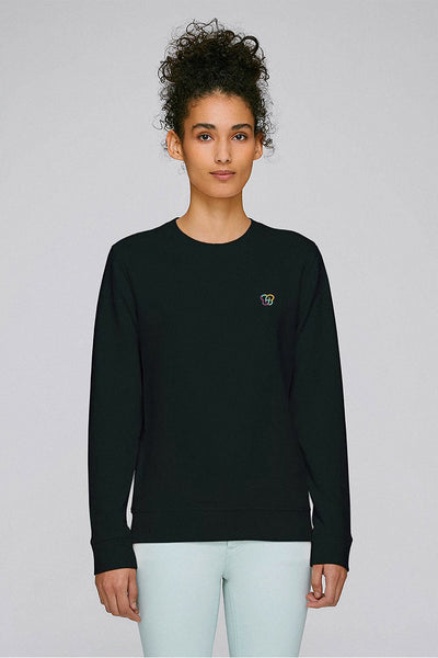 Black BHappy Logo Basic Sweatshirt, Medium-weight, from organic cotton blend, Unisex, for Women & for Men