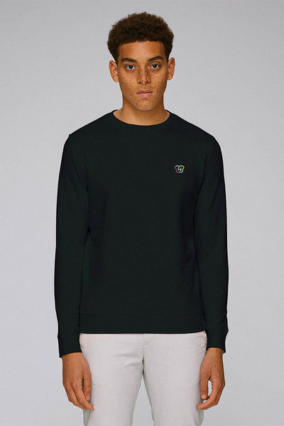 Black BHappy Logo Basic Sweatshirt, Medium-weight, from organic cotton blend, Unisex, for Women & for Men