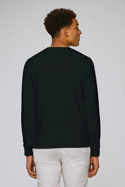 Black BHappy Logo Basic Sweatshirt, Medium-weight, from organic cotton blend, Unisex, for Women & for Men