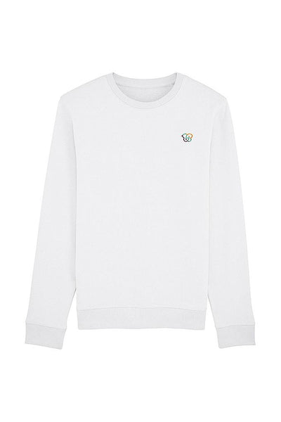 White BHappy Logo Basic Sweatshirt, Medium-weight, from organic cotton blend, Unisex, for Women & for Men