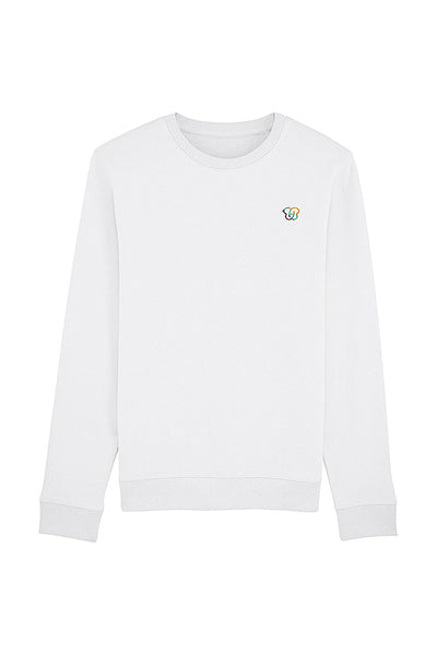 White BHappy Logo Basic Sweatshirt, Medium-weight, from organic cotton blend, Unisex, for Women & for Men