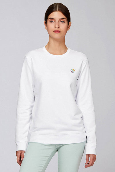 White BHappy Logo Basic Sweatshirt, Medium-weight, from organic cotton blend, Unisex, for Women & for Men