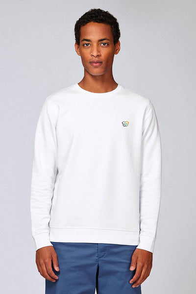 White BHappy Logo Basic Sweatshirt, Medium-weight, from organic cotton blend, Unisex, for Women & for Men
