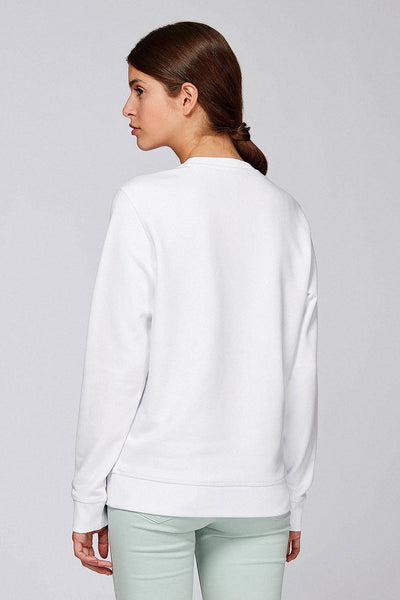 White BHappy Logo Basic Sweatshirt, Medium-weight, from organic cotton blend, Unisex, for Women & for Men
