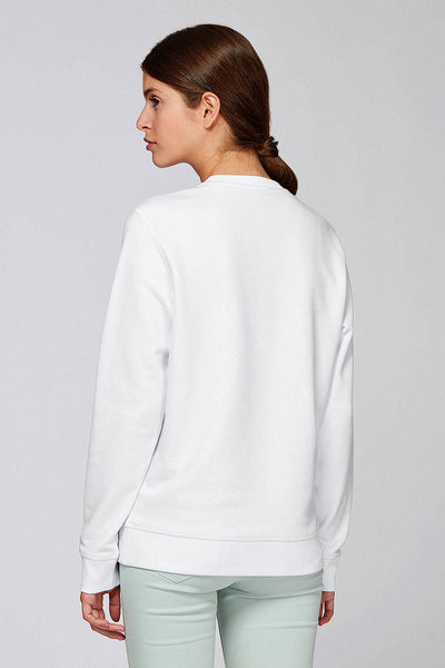 White BHappy Logo Basic Sweatshirt, Medium-weight, from organic cotton blend, Unisex, for Women & for Men
