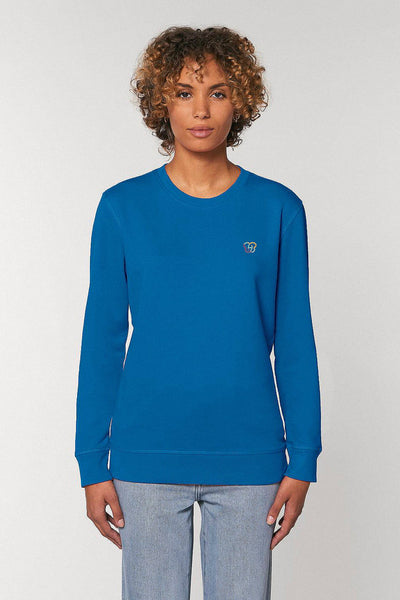 Royal Blue BHappy Logo Basic Sweatshirt, Medium-weight, from organic cotton blend, Unisex, for Women & for Men