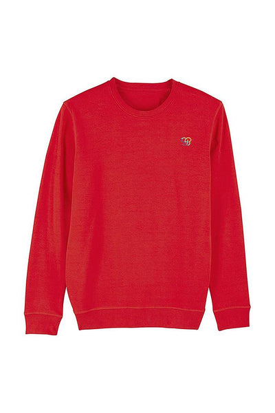 Red BHappy Logo Basic Sweatshirt, Medium-weight, from organic cotton blend, Unisex, for Women & for Men