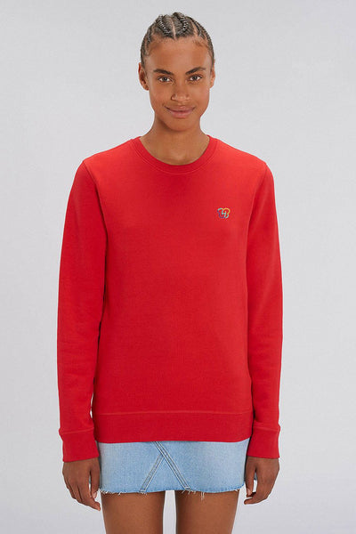 Red BHappy Logo Basic Sweatshirt, Medium-weight, from organic cotton blend, Unisex, for Women & for Men