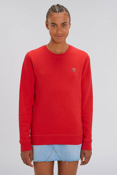 Red BHappy Logo Basic Sweatshirt, Medium-weight, from organic cotton blend, Unisex, for Women & for Men