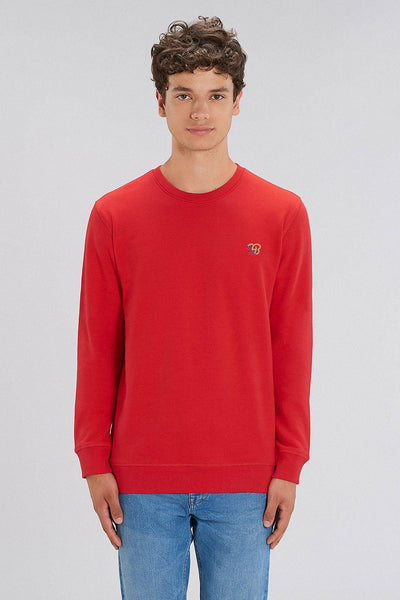 Red BHappy Logo Basic Sweatshirt, Medium-weight, from organic cotton blend, Unisex, for Women & for Men