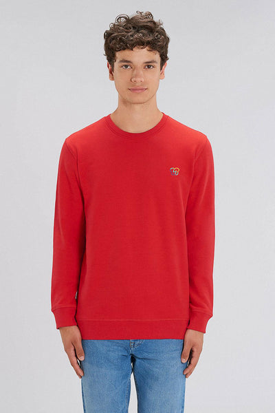 Red BHappy Logo Basic Sweatshirt, Medium-weight, from organic cotton blend, Unisex, for Women & for Men