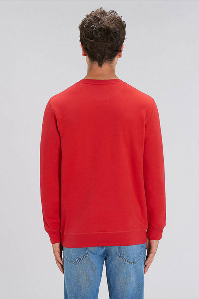 Red BHappy Logo Basic Sweatshirt, Medium-weight, from organic cotton blend, Unisex, for Women & for Men