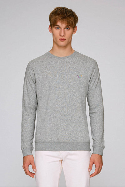 Grey BHappy Logo Basic Sweatshirt, Medium-weight, from organic cotton blend, Unisex, for Women & for Men