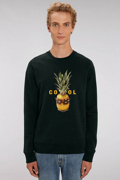 Black Men Cool Graphic Sweatshirt, Medium-weight, from organic cotton blend