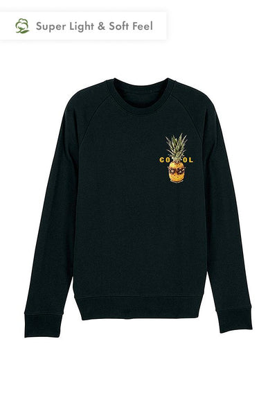 Black Men Cool Pineapple Printed Sweatshirt, Medium-weight, from organic cotton blend