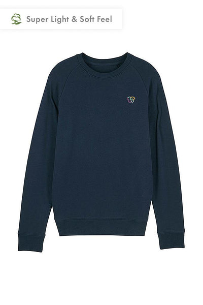 Navy Men Embroidered Logo Sweatshirt, Medium-weight, from organic cotton blend
