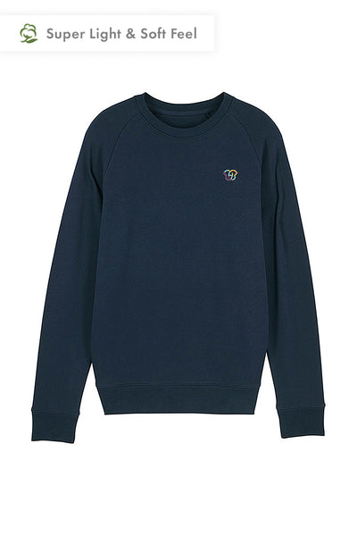 Navy Men Embroidered Logo Sweatshirt, Medium-weight, from organic cotton blend
