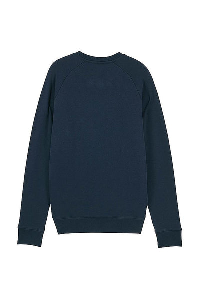 Navy Men Embroidered Logo Sweatshirt, Medium-weight, from organic cotton blend