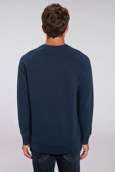 Navy Men Embroidered Logo Sweatshirt, Medium-weight, from organic cotton blend