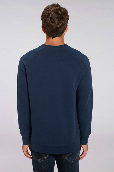 Navy Men Embroidered Logo Sweatshirt, Medium-weight, from organic cotton blend