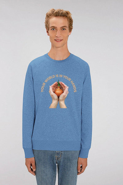 Blue Men Your World Graphic Sweatshirt, Medium-weight, from organic cotton blend