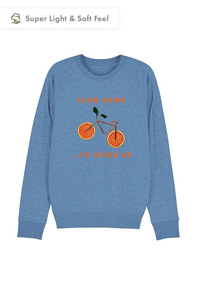Blue Men Orange Bicycle Graphic Sweatshirt, Medium-weight, from organic cotton blend