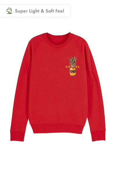 Red Men Cool Pineapple Printed Sweatshirt, Medium-weight, from organic cotton blend