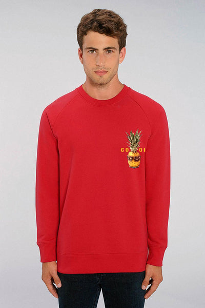 Red Men Cool Pineapple Printed Sweatshirt, Medium-weight, from organic cotton blend