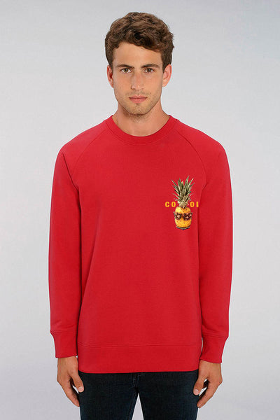 Red Men Cool Pineapple Printed Sweatshirt, Medium-weight, from organic cotton blend