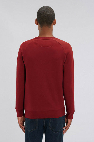 Burgundy Men Two Hands Printed Sweatshirt, Medium-weight, from organic cotton blend