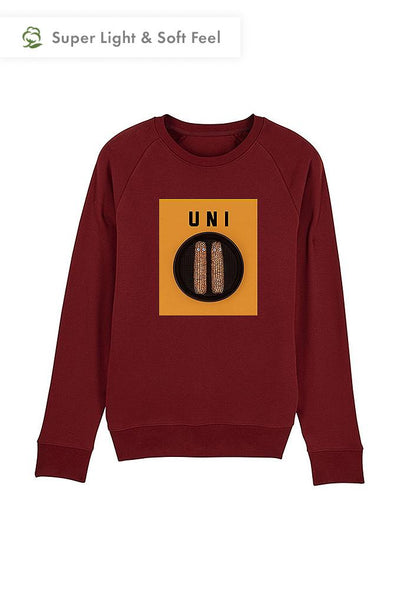 Burgundy Men Unicorn Graphic Sweatshirt, Medium-weight, from organic cotton blend