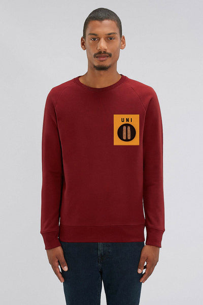 Burgundy Men Unicorn Sweatshirt, Medium-weight, from organic cotton blend