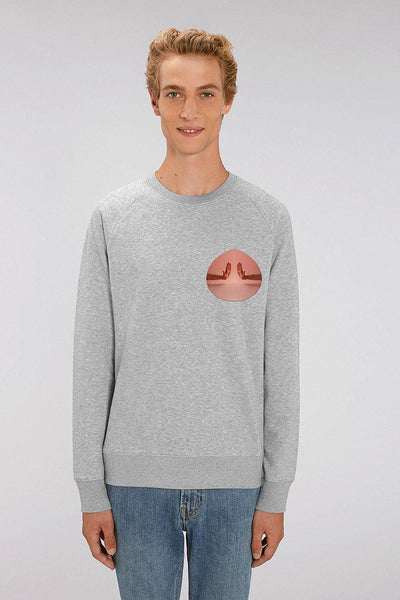 Grey Men Two Hands Printed Sweatshirt, Medium-weight, from organic cotton blend