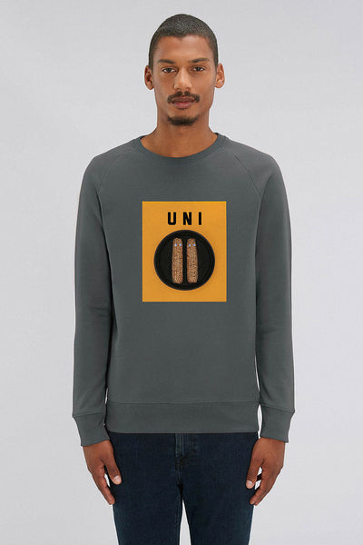 Dark grey Men Unicorn Graphic Sweatshirt, Medium-weight, from organic cotton blend