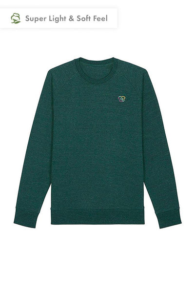 Dark green Men Embroidered Logo Sweatshirt, Medium-weight, from organic cotton blend