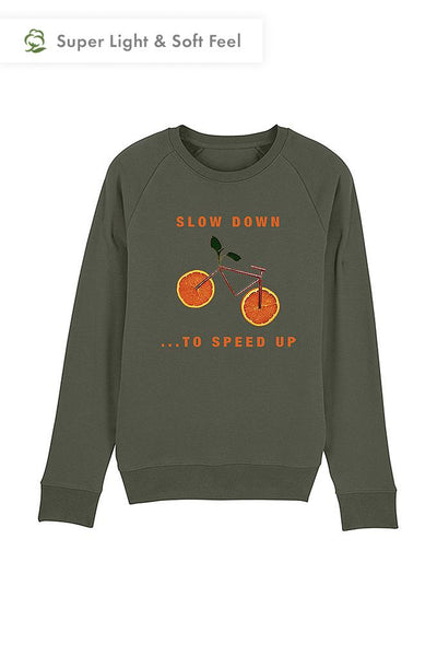 Khaki Men Orange Bicycle Graphic Sweatshirt, Medium-weight, from organic cotton blend