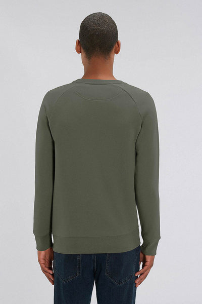 Khaki Men Orange Bicycle Sweatshirt, Medium-weight, from organic cotton blend